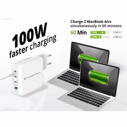 Conceptronic 4-Port 100W GaN USB PD Charger with USB-C Charging Cable, USB-C x 3, USB-A x 1, QC 3.0, PPS - Additional view 8