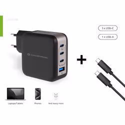 Conceptronic 4-Port 100W GaN USB PD Charger with USB-C Charging Cable, USB-C x 3, USB-A x 1, QC 3.0, PPS - Additional view 4