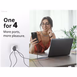 Conceptronic 4-Port 100W GaN USB PD Charger with USB-C Charging Cable, USB-C x 3, USB-A x 1, QC 3.0, PPS - Additional view 6