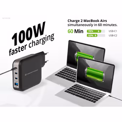 Conceptronic 4-Port 100W GaN USB PD Charger with USB-C Charging Cable, USB-C x 3, USB-A x 1, QC 3.0, PPS - Additional view 8