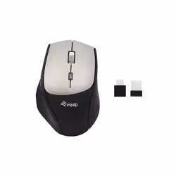Equip 245115 Wireless Mouse with Dual Connect Adapter (USB-C+A), Right-hand, Optical, RF Wireless, 2400 DPI, Black