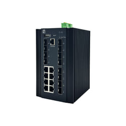 LevelOne 20-Port L2 Plus Managed Industrial Switch, 8 x 1GbE RJ45, 8 x 1GbE SFP, 4 x 1/2.5GbE SFP, DIN-Rail, -40°C to 80°C