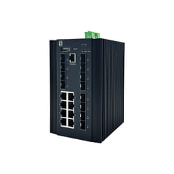 LevelOne 20-Port L2 Plus Managed Industrial Switch, 8 x 1GbE RJ45, 8 x 1GbE SFP, 4 x 1/2.5/10GbE SFP+, DIN-Rail, -40°C to 80°C