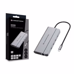 Conceptronic DONN34G 10-in-1 USB 3.2 Gen 2 MST Docking Station, 4K60Hz HDMI, 8K30Hz DisplayPort, GbE, USB-C 10Gbps x 3, USB-A 480Mbps x 2, Audio, 100W USB PD - Additional view 3