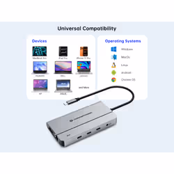 Conceptronic DONN34G 10-in-1 USB 3.2 Gen 2 MST Docking Station, 4K60Hz HDMI, 8K30Hz DisplayPort, GbE, USB-C 10Gbps x 3, USB-A 480Mbps x 2, Audio, 100W USB PD - Additional view 7
