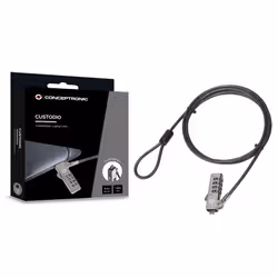 Conceptronic CUSTODIO01BW Combination Laptop Lock, Wedge Slot, 1.8m - Additional view 2