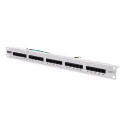 Digitus CAT 3 ISDN Patch Panel, unshielded, grey, RJ-45, Cat3, Grey, Rack mounting, 1U, 55 mm