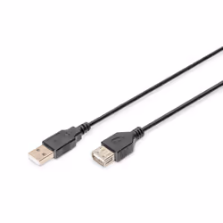 Digitus USB extension cable, 3 m, USB A, USB A, USB 2.0, Male/Female, Black
