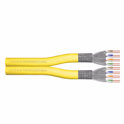 Digitus Cat.7A S/FTP, installation cable, 500 m, duplex, Cca, 500 m, Cat7a, S/FTP (S-STP), Yellow