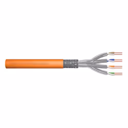 Digitus Cat.7 S/FTP installation cable, 100 m, simplex, Cca (EN 50575), 100 m, Cat7, S/FTP (S-STP), Orange
