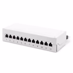 Digitus Desktop CAT 6A, class EA patch panel, shielded, gray, IEEE 802.3af, IEEE 802.3at, RJ-45, Cat6a, 26/22, Grey, Steel