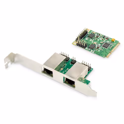 Digitus Dual Gigabit Ethernet Mini PCI Express Network Card, Internal, Wired, Mini PCI Express, Ethernet, 1000 Mbit/s