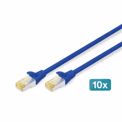 Digitus CAT 6A S/FTP patch cord, 10 pieces, 3 m, Cat6a, S/FTP (S-STP), RJ-45, RJ-45, Blue