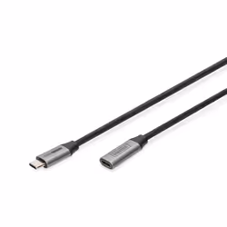 Digitus USB-3.0 Gen.1, USB Type-C extension cable; M/F, 1 m, USB C, USB C, USB 3.2 Gen 1 (3.1 Gen 1), 5 Gbit/s, Black