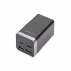 Digitus 4-port universal USB charging adapter, 65W GaN, Indoor, AC, 20 V, Black, Silver
