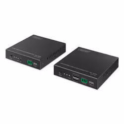 Digitus HDMI Fiber KVM IP Extender Set, 4K/60Hz, Transmitter & receiver, Wired, 40000 m, 3840 x 2160 pixels, 60 Hz, Black