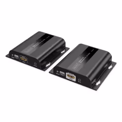 Digitus HDMI IP PoE Extender Set, 4K/60Hz, 4096 x 2160 pixels, AV transmitter & receiver, 200 m, Wired, Black, HDCP