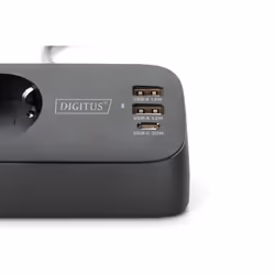 Digitus 3-way office socket strip with 2x USB-A and 1x USB-C connections, black - Additional view 4