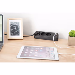 Digitus 3-way office socket strip with 2x USB-A and 1x USB-C connections, black - Additional view 5