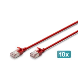 Digitus CAT 6A F-FTP Slim patch cord, 0.3m, red, 10 pieces