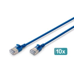 Digitus CAT 6A F-FTP Slim patch cord, 0.5m, blue, 10 pieces