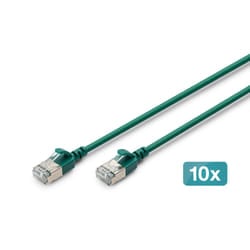 Digitus CAT 6A F-FTP Slim patch cord, 1.5 m, green, 10 pieces