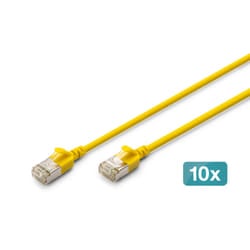 Digitus CAT 6A F-FTP Slim patch cord, 1.5 m, yellow, 10 pieces