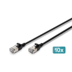 Digitus CAT 6A F-FTP Slim patch cord, 2 m, black, 10 pieces