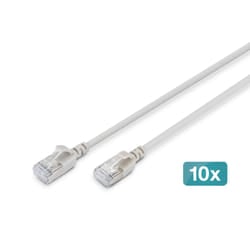 Digitus CAT 6A F-FTP Slim patch cord, 5 m, gray, 10 pieces