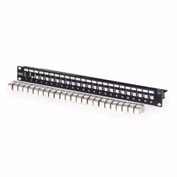 Digitus Modular patch panel, 24-port equipped with 24x DN-93615, RJ-45, Cat6a, Black, SPCC, Rack mounting, 1U