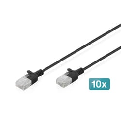 Digitus CAT 6 U-UTP Slim patch cable, 3 m, black, 10 pieces