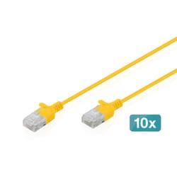 Digitus CAT 6 U-UTP Slim patch cable, 3 m, yellow, 10 pieces