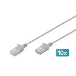 Digitus CAT 6 U-UTP Slim patch cable, 5 m, gray, 10 pieces