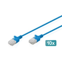 Digitus CAT 6 U-UTP Slim patch cable, 5 m, blue, 10 pieces