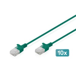 Digitus CAT 6 U-UTP Slim patch cable, 5 m, green, 10 pieces