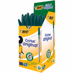 BIC Cristal Original Ballpoint Pens Medium Point (1.0 mm) â Green, Box of 50