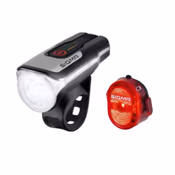 Sigma Sport Aura 80 + Nugget II Set, Rear lighting + Front lighting (set), Black, Aluminium, Plastic, IPX4, LED, Red/White