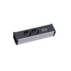 Bachmann CONI power extension 2 AC outlet(s) Indoor Aluminium, Black