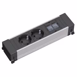 Bachmann 317.101, 0.1 m, Type F, Aluminium, Black, Silver, 2 AC outlet(s)