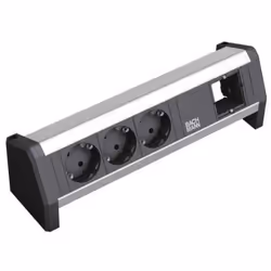 Bachmann 3x Schuko 1x GST18, Type F, Aluminium, Plastic, Black, Silver, Aluminium, Plastic, 3 AC outlet(s), 230 V