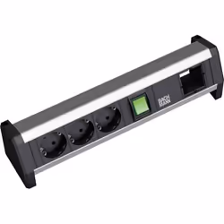 Bachmann 3x Schuko 1x GST18, Type F, Aluminium, Plastic, Black, Silver, Aluminium, Plastic, 3 AC outlet(s), 230 V