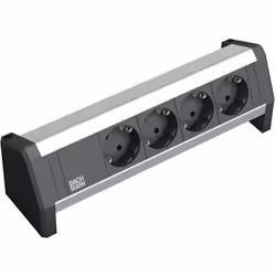 Bachmann 902.0049, Indoor, Type F, Black, Grey, Aluminium, Plastic, 4 AC outlet(s), 271.1 mm