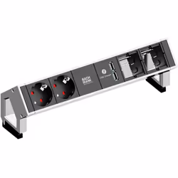 Bachmann 902.229, 0.2 m, Indoor, Type F, Aluminium, Plastic, 2 AC outlet(s), 281.7 mm