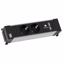 Bachmann 916.1193, 2 m, Indoor, Type F, Aluminium, Black, 2 AC outlet(s)
