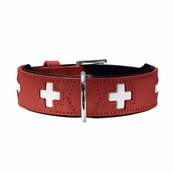 HUNTER Collar Swiss 47 Organic Leather, Small, 38 - 43.5 cm, Red/Black