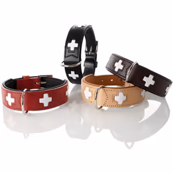 Hunter Swiss Organic Leather Collar, 37, Brown/Black