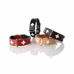 HUNTER Swiss Nickel Pale Leather Collar, XX-Small, Tan