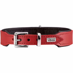 Hunter Collar Basic, Dog, Standard collar, Black, Red, Faux leather, Leather, Monochromatic, XS-S