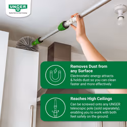 Spider Web & Cobweb Duster Brush - Internal or External - Fits Telescopic Poles - UNGER Cleaning Equipment, Grey, UNGCOBW0