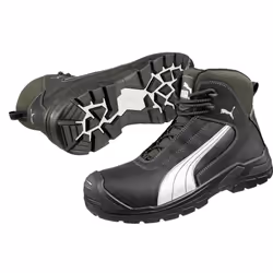 ) Puma Safety Cascades Mid Leather Black Safety Boots - Black, 8 (Adults'